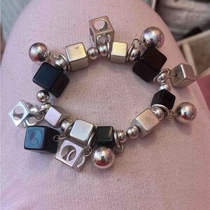 Chic Silver and Black Cube Bracelet